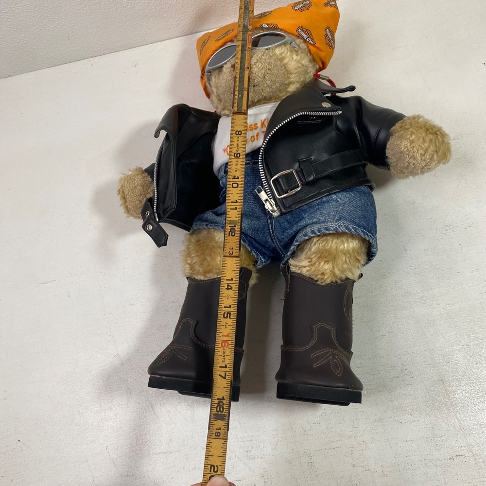 Build-A-Bear Harley Motorcycle Biker Chick Bear "Miss Kitty" Leather Jacket 18" - Picture 9 of 13